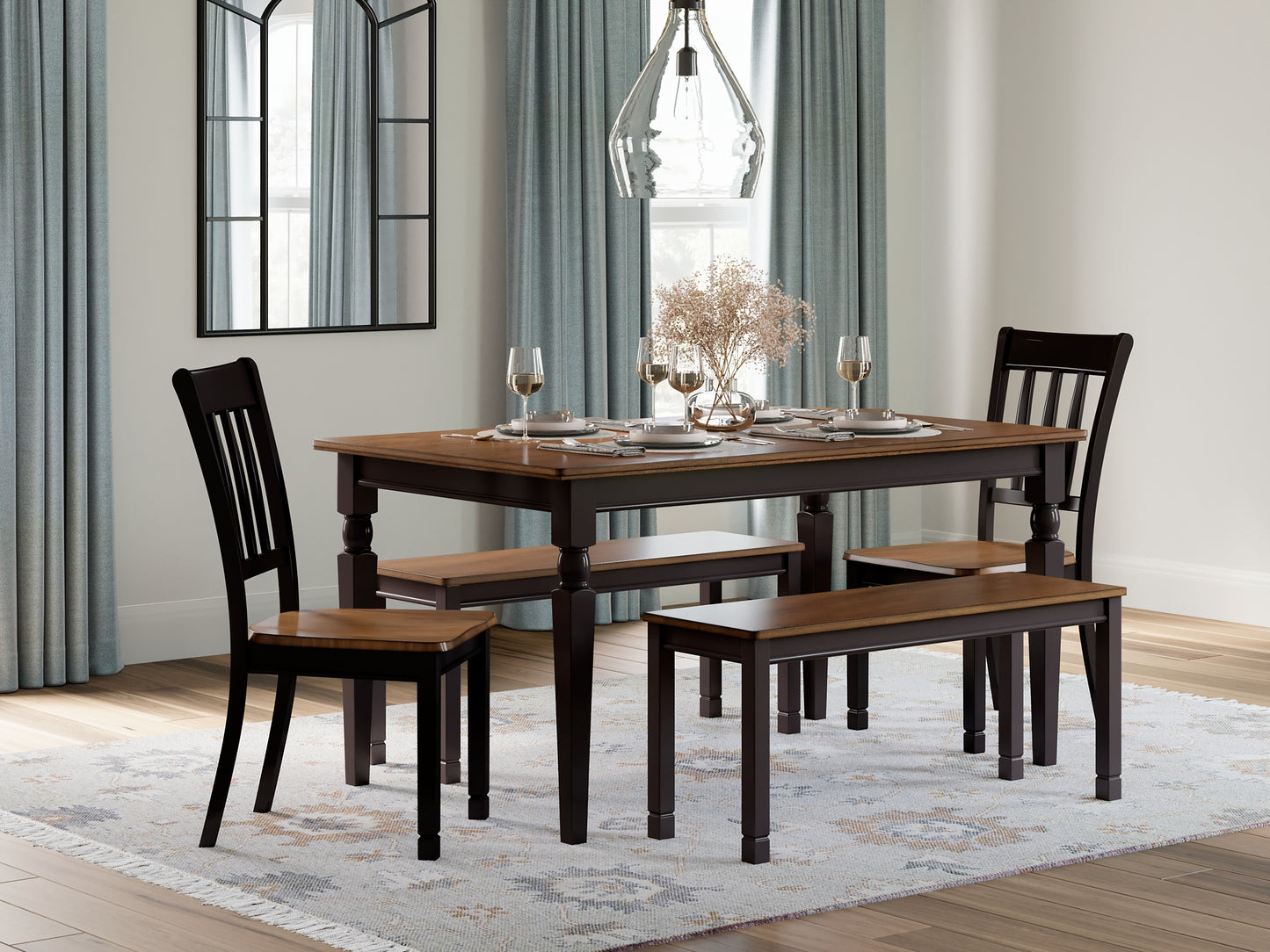 Owingsville Dining Table and 2 Chairs and 2 Benches - Premier Furniture & Mattress