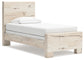 Lawroy Twin Panel Bed with Mirrored Dresser, Chest and Nightstand