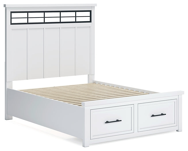Ashbryn Queen Panel Storage Bed with Mirrored Dresser, Chest and Nightstand