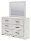 Cayboni King Panel Bed with Mirrored Dresser, Chest and Nightstand