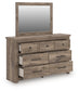 Rusticott King Panel Bed with Mirrored Dresser and Nightstand