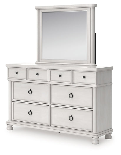 Rowlenstown King Poster Bed, Dresser, Mirror and Nightstand