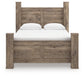 Rusticott Queen Poster Bed with Mirrored Dresser and Nightstand
