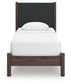 Pamytta Twin Upholstered Panel Platform Bed, Dresser and Mirror