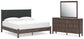Pamytta King Upholstered Panel Platform Bed, Dresser and Mirror