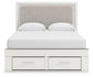 Zuraleus Queen Upholstered Panel Platform Storage Bed, Dresser and Mirror