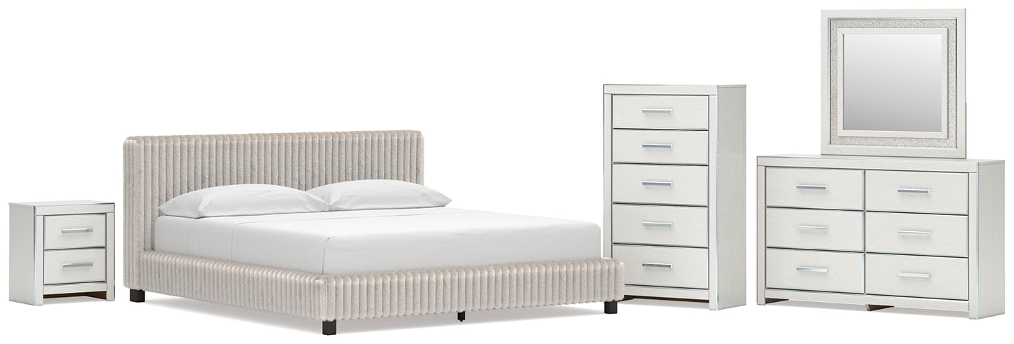 Zuraleus California King Upholstered Bed, Dresser, Mirror, Chest and Nightstand
