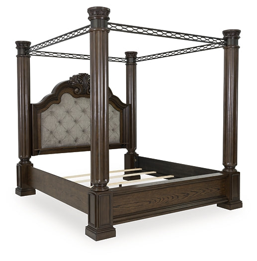 Maylee California King Canopy Bed, Dresser and Mirror