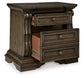 Maylee Queen Canopy Bed, Dresser, Mirror and Nightstand