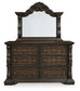 Maylee Queen Canopy Bed, Dresser, Mirror, Chest and Nightstand