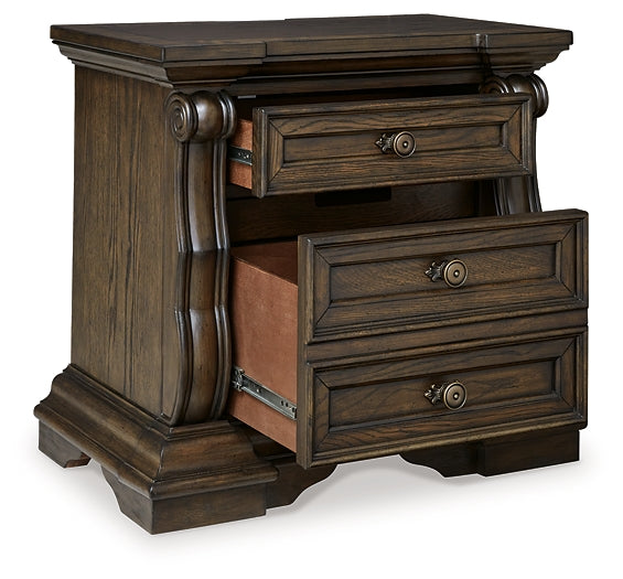 Maylee Queen Canopy Bed, Dresser, Mirror, Chest and Nightstand
