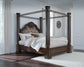 Maylee Queen Canopy Bed, Dresser, Mirror, Chest and Nightstand