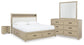 Calmoro King Bookcase Bed with Mirrored Dresser and Nightstand