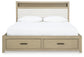 Calmoro King Bookcase Bed with Mirrored Dresser and Nightstand