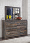 Drystan Queen Bookcase Bed with 4 Storage Drawers, Dresser, Mirror, Chest and Nightstand