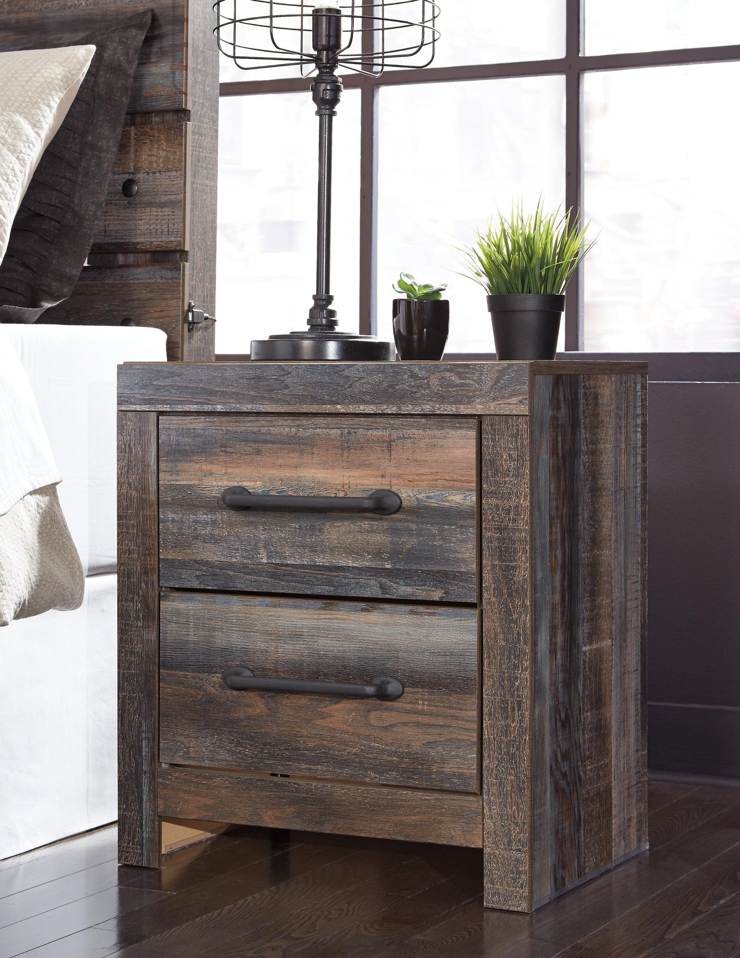 Drystan Queen Bookcase Bed with 4 Storage Drawers, Dresser, Mirror, Chest and Nightstand
