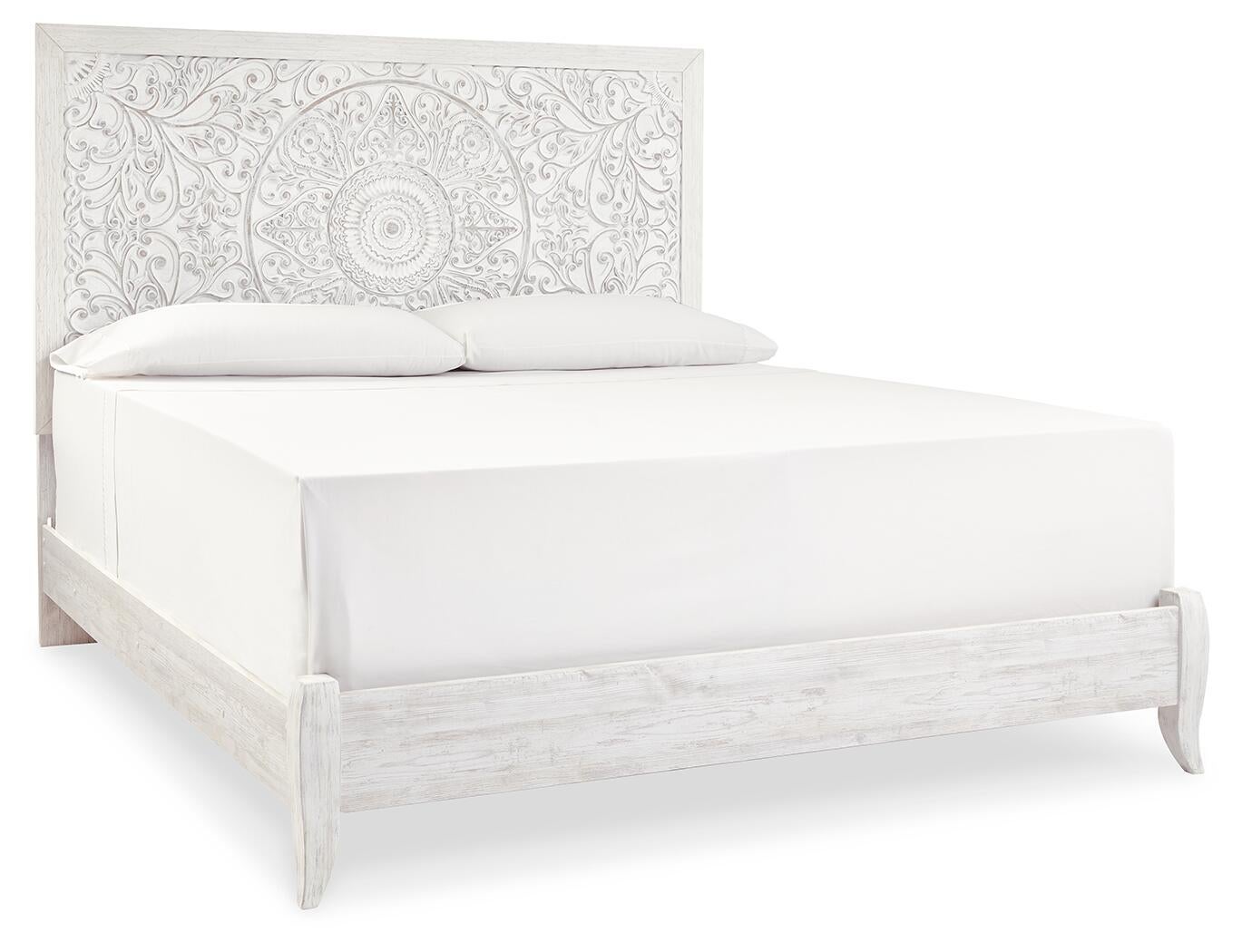 Paxberry King Panel Bed with Mirrored Dresser