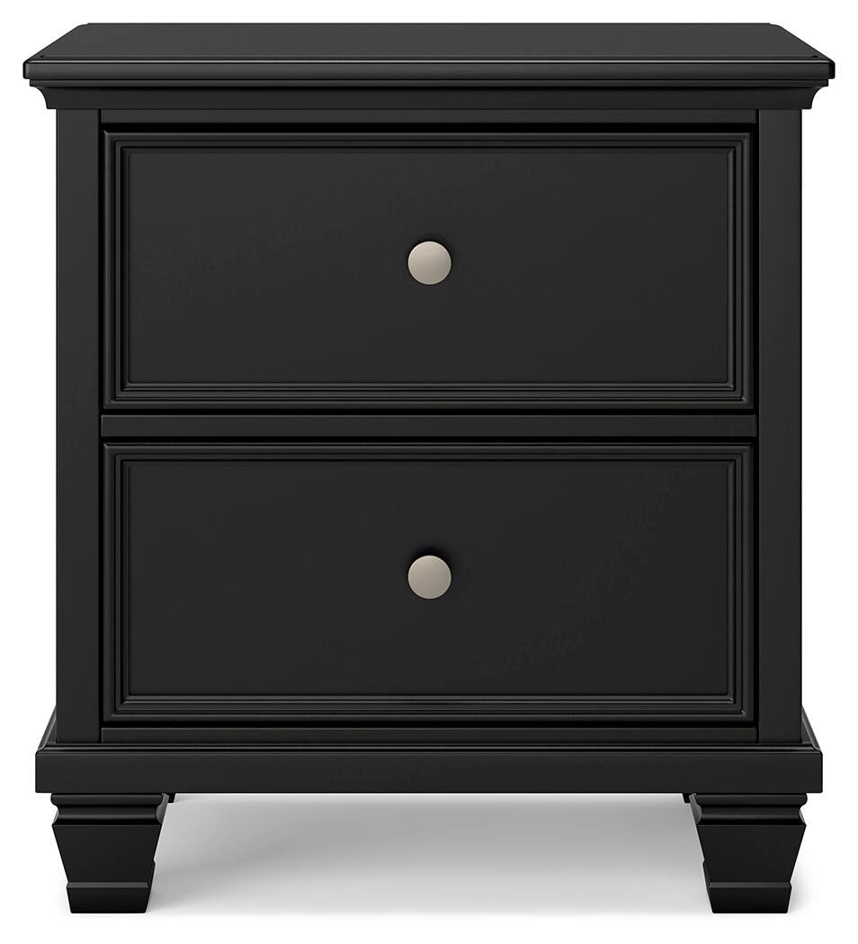 Lanolee California King Panel Bed with Mirrored Dresser and Nightstand