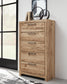 Hyanna King Panel Storage Bed with 2 Under Bed Storage Drawers, Dresser, Mirror, Chest and Nightstand