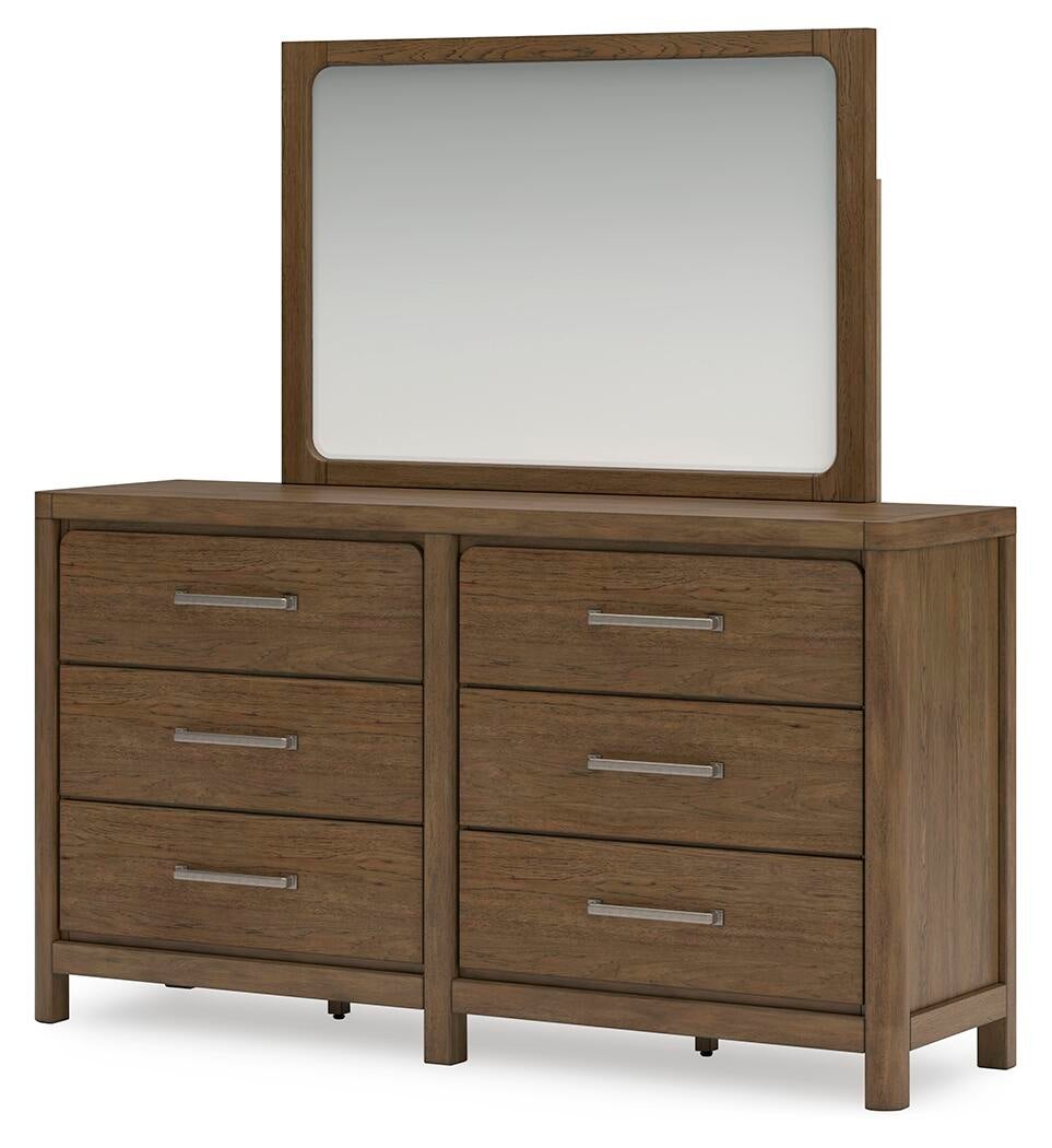 Cabalynn King Upholstered Bed with Mirrored Dresser and Nightstand