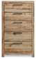Hyanna Queen Panel Storage Bed with 1 Under Bed Storage Drawer, Dresser, Mirror, Chest and Nightstand