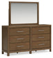 Cabalynn King Panel Bed with Storage with Mirrored Dresser and Nightstand