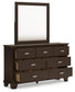 Covetown Full Panel Bed with Mirrored Dresser and Nightstand