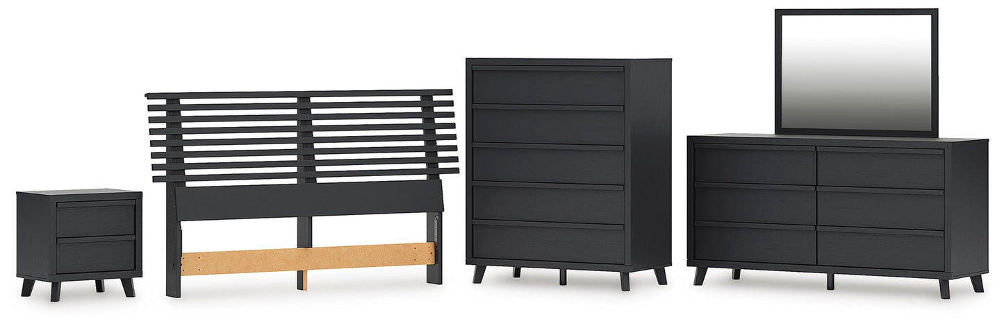 Danziar Queen Slat Headboard, Dresser, Mirror, Chest and Nightstand