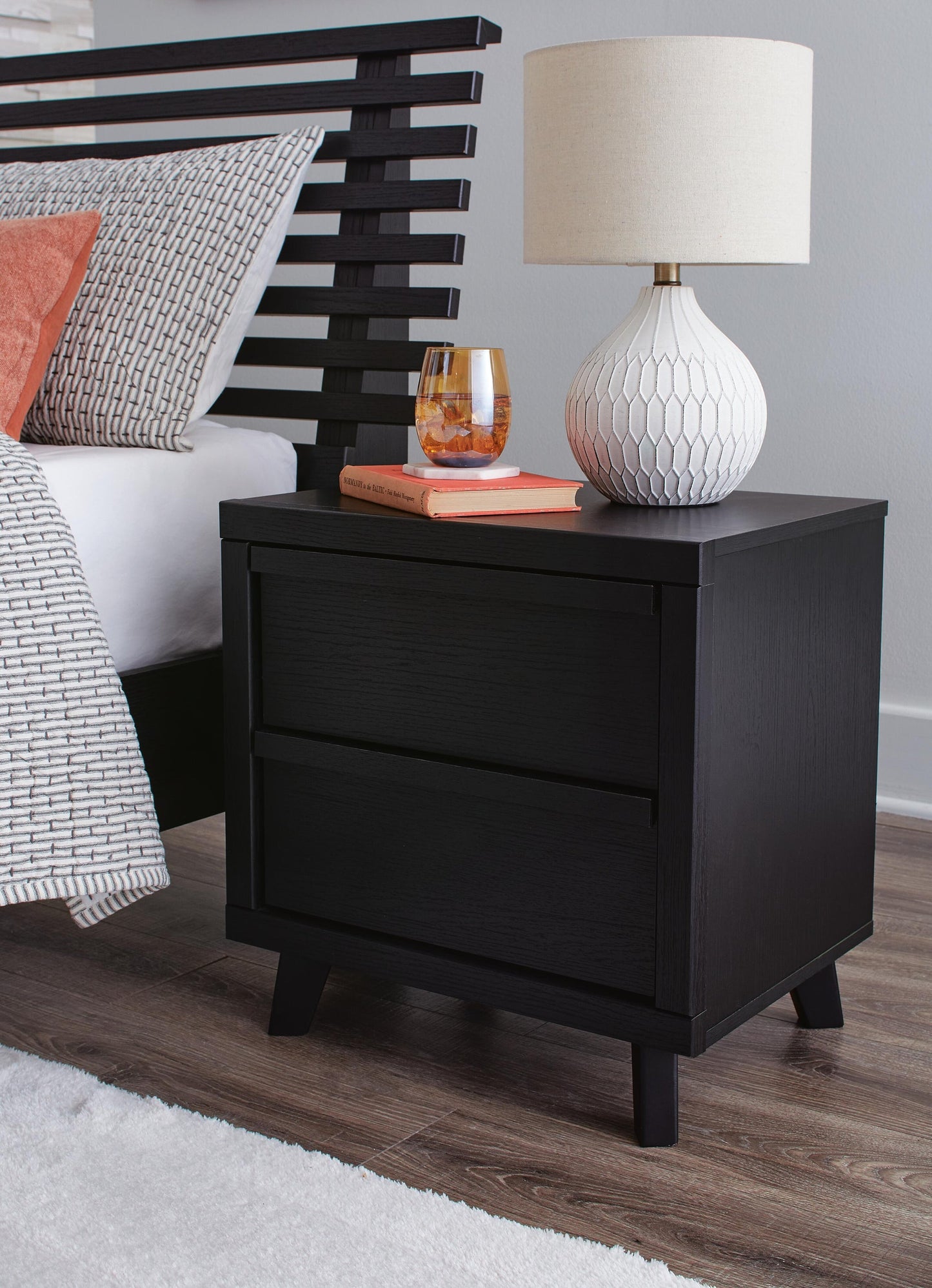 Danziar Queen Slat Headboard, Dresser, Mirror, Chest and Nightstand