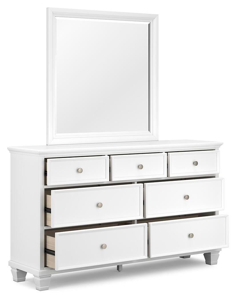 Fortman Full Panel Bed with Mirrored Dresser