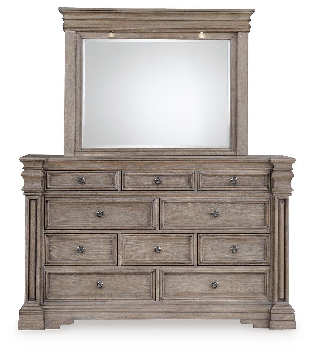 Blairhurst California King Panel Bed with Mirrored Dresser