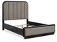 Rowanbeck Queen Upholstered Panel Bed with Mirrored Dresser and Nightstand