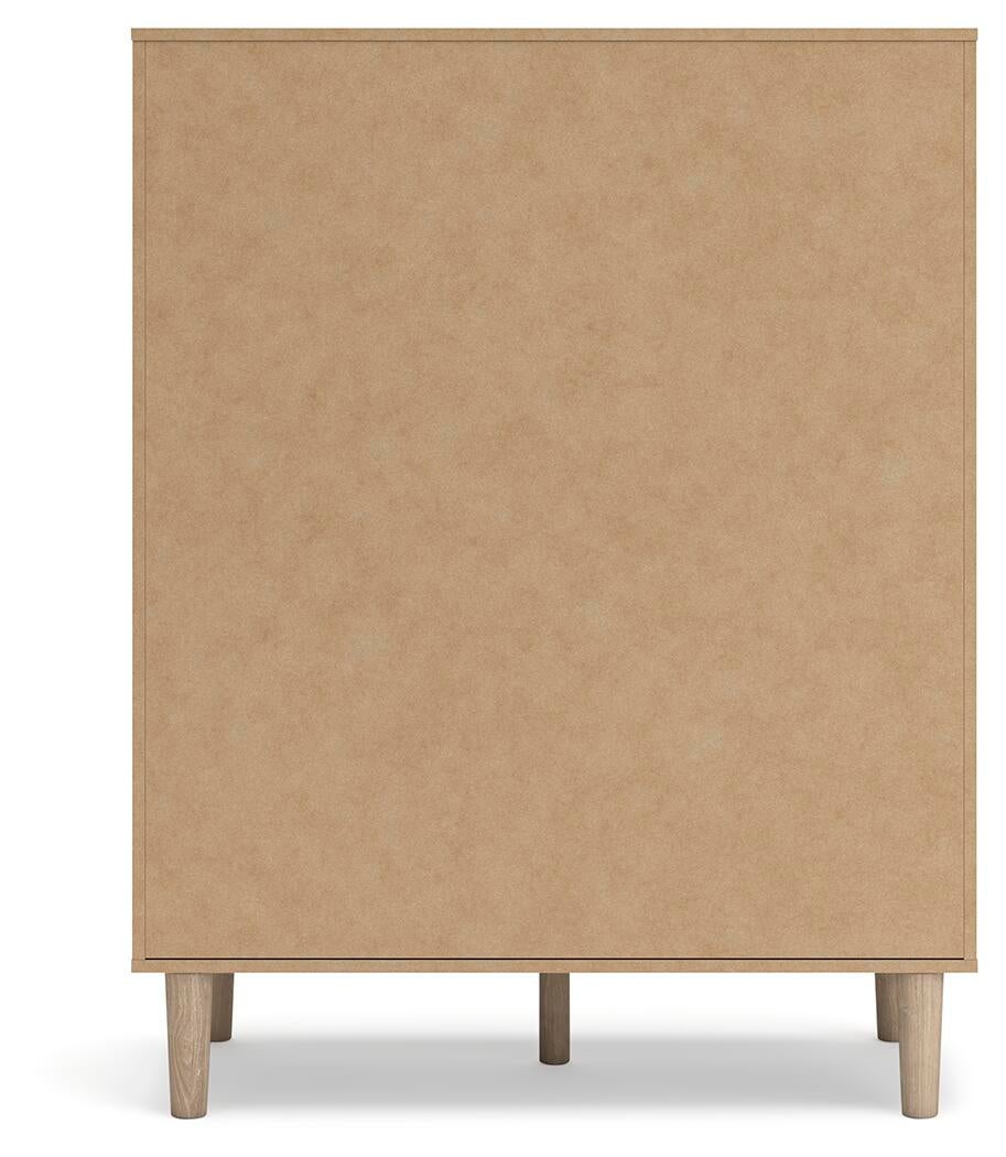 Cielden Full Upholstered Panel Bed with Mirrored Dresser, Chest and Nightstand