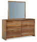 Dressonni California King Panel Bed with Mirrored Dresser