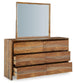 Dressonni King Panel Bed with Mirrored Dresser