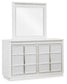 Chalanna Queen Upholstered Storage Bed with Mirrored Dresser