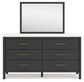 Cadmori Full Upholstered Panel Bed, Dresser and Mirror