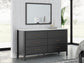 Cadmori King Upholstered Panel Bed, Dresser and Mirror