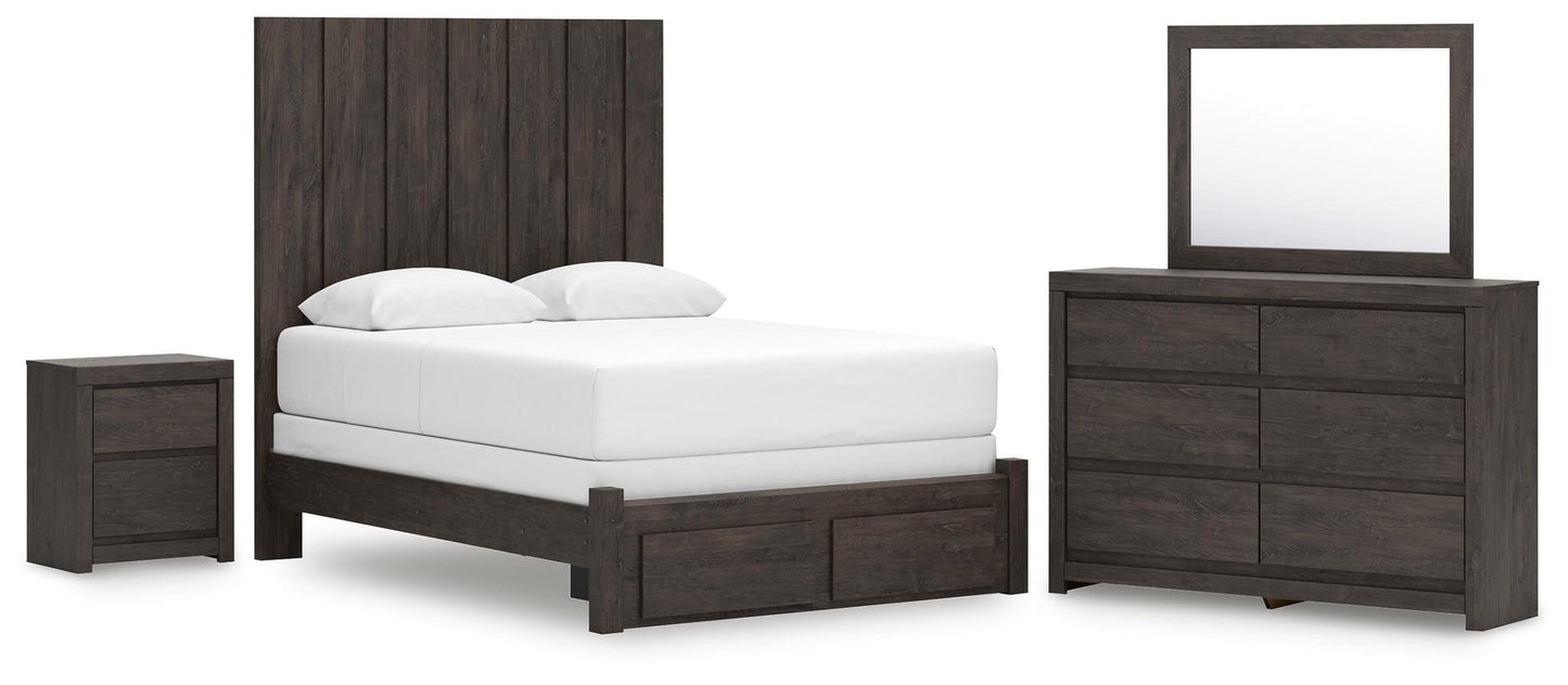 Fraluna Queen Panel Storage Bed, Dresser, Mirror and Nightstand
