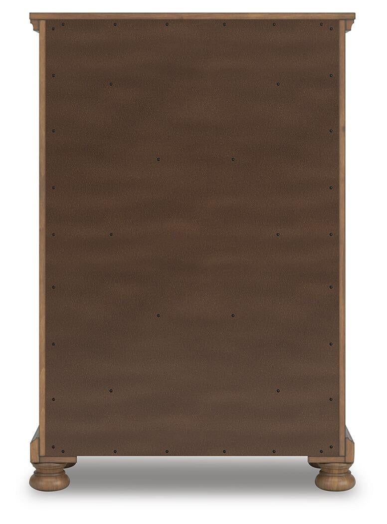 Feddinger Queen Panel Bed with Mirrored Dresser, Chest and Nightstand