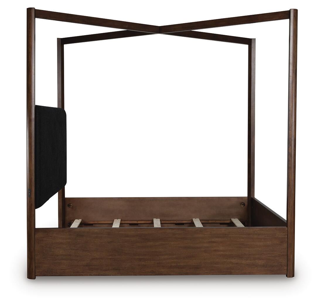 Dilenno California King Canopy Bed with Mirrored Dresser