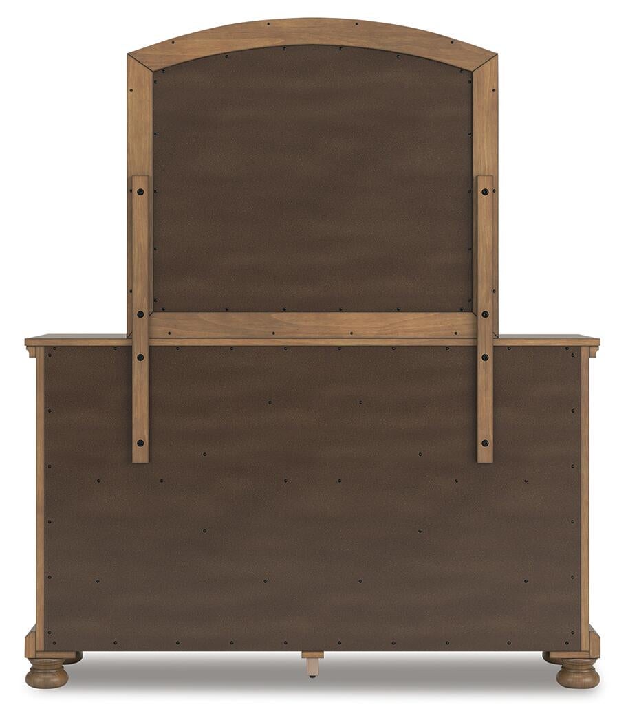Feddinger King Storage Sleigh Bed with Mirrored Dresser and Nightstand
