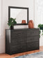 Hollivern King Panel Bed, Dresser, Mirror, Chest and Nightstand