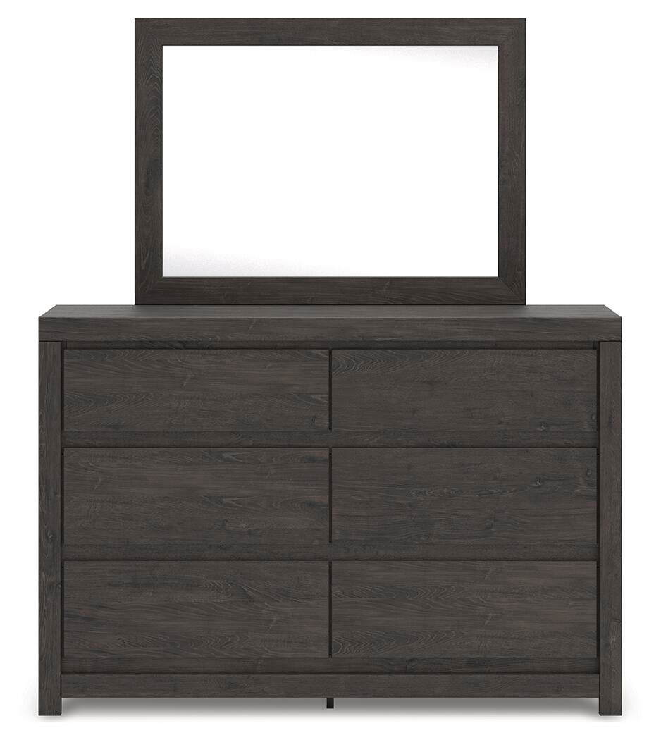 Fraluna King Panel Storage Bed, Dresser, Mirror and Nightstand