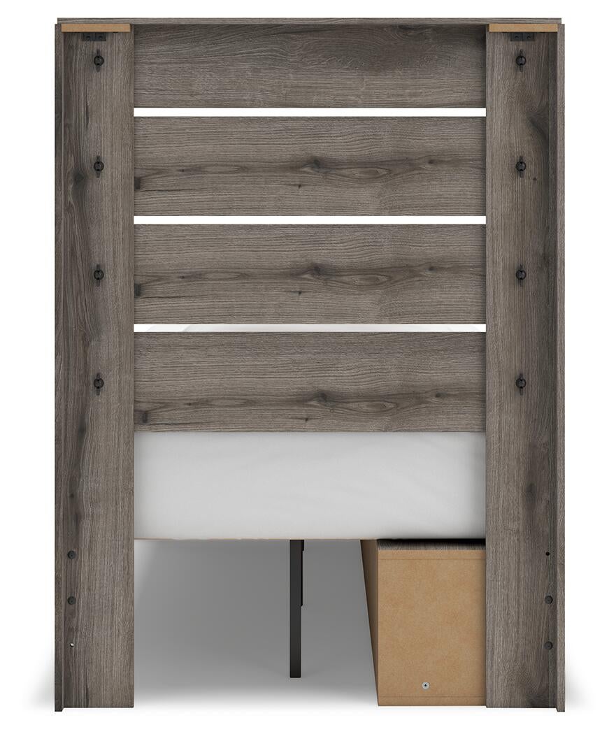 Graystorm Twin Panel Storage Bed, Dresser and Mirror