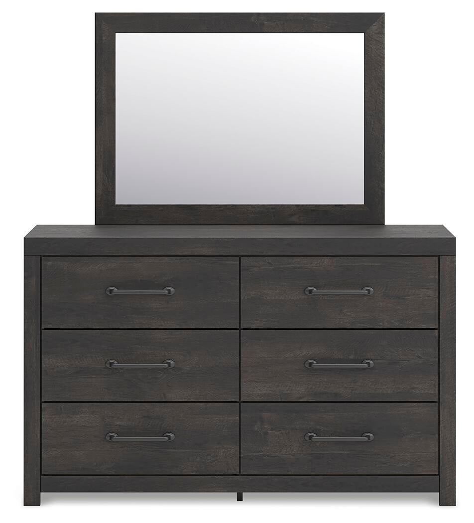 Hollivern King Panel Bed, Dresser, Mirror and Nightstand