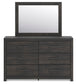 Hollivern King Panel Bed, Dresser, Mirror and Nightstand