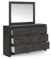 Hollivern King Panel Bed, Dresser, Mirror and Nightstand