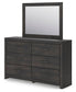 Hollivern King Panel Bed, Dresser, Mirror and Nightstand