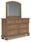 Feddinger Queen Storage Sleigh Bed with Mirrored Dresser and Nightstand